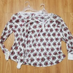 2 Plus Size Long Sleeve Shirt Womens Floral Bundle